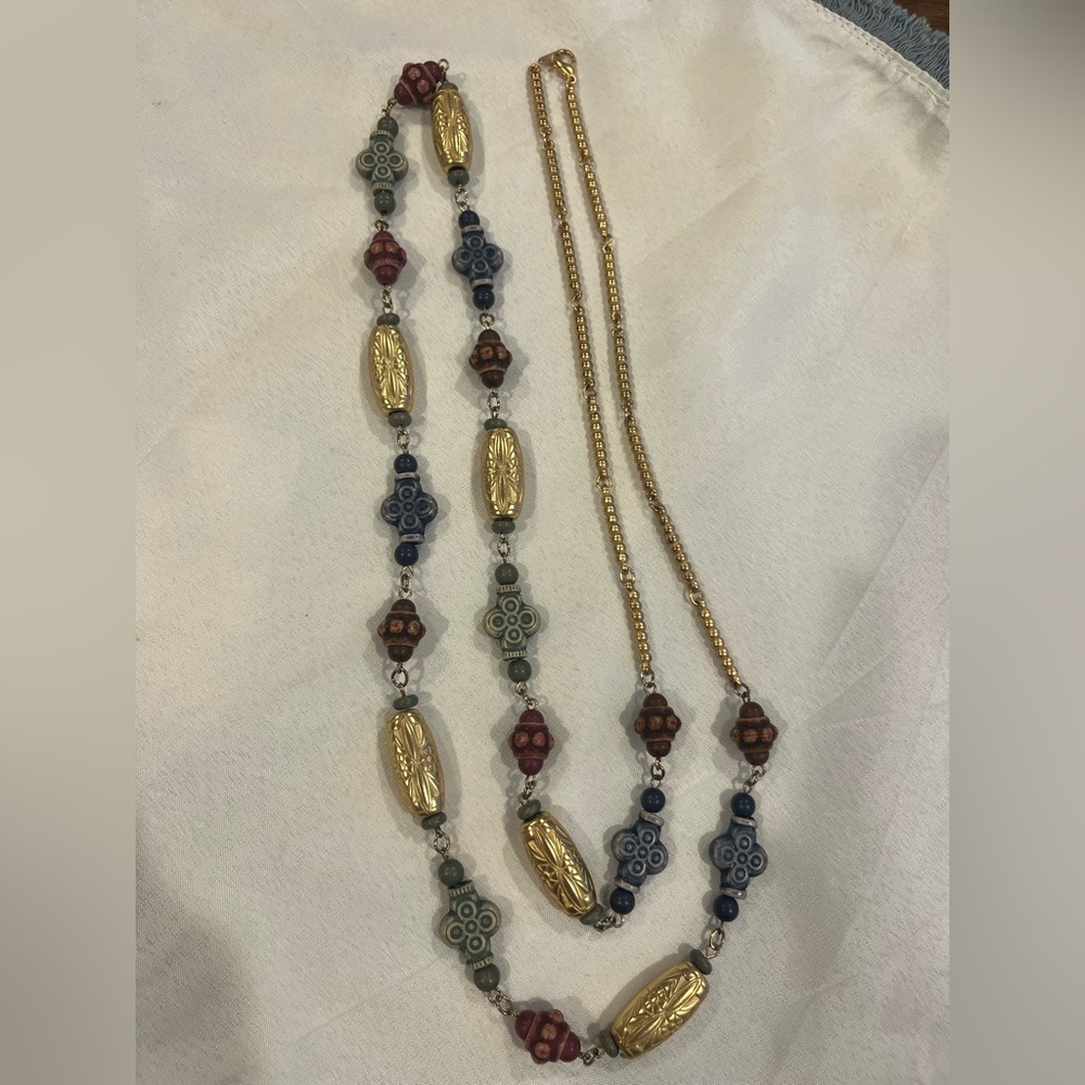 Vintage Boho Multicolored Beaded Necklace